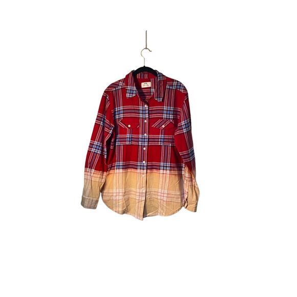 Panache women’s Ombré multicolored plaid flannel medium - Picture 2 of 4